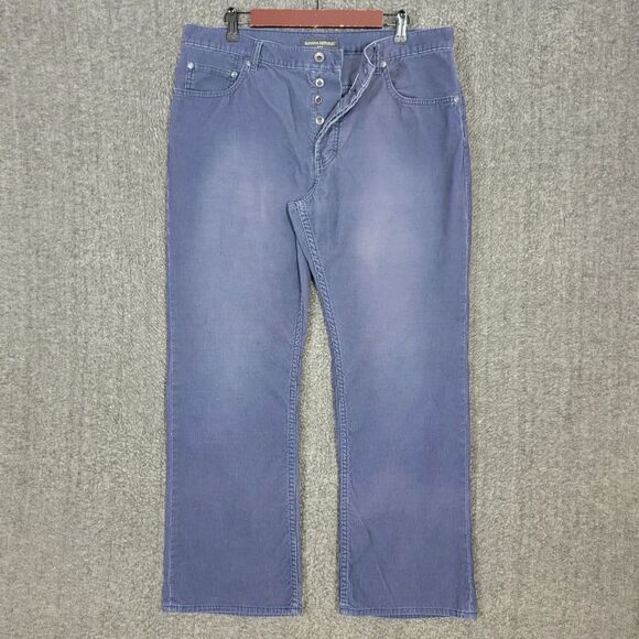Vintage Banana Republic Pants Mens 36x28* Blue Corduroy Button Fly Relaxed Cords - Picture 1 of 11